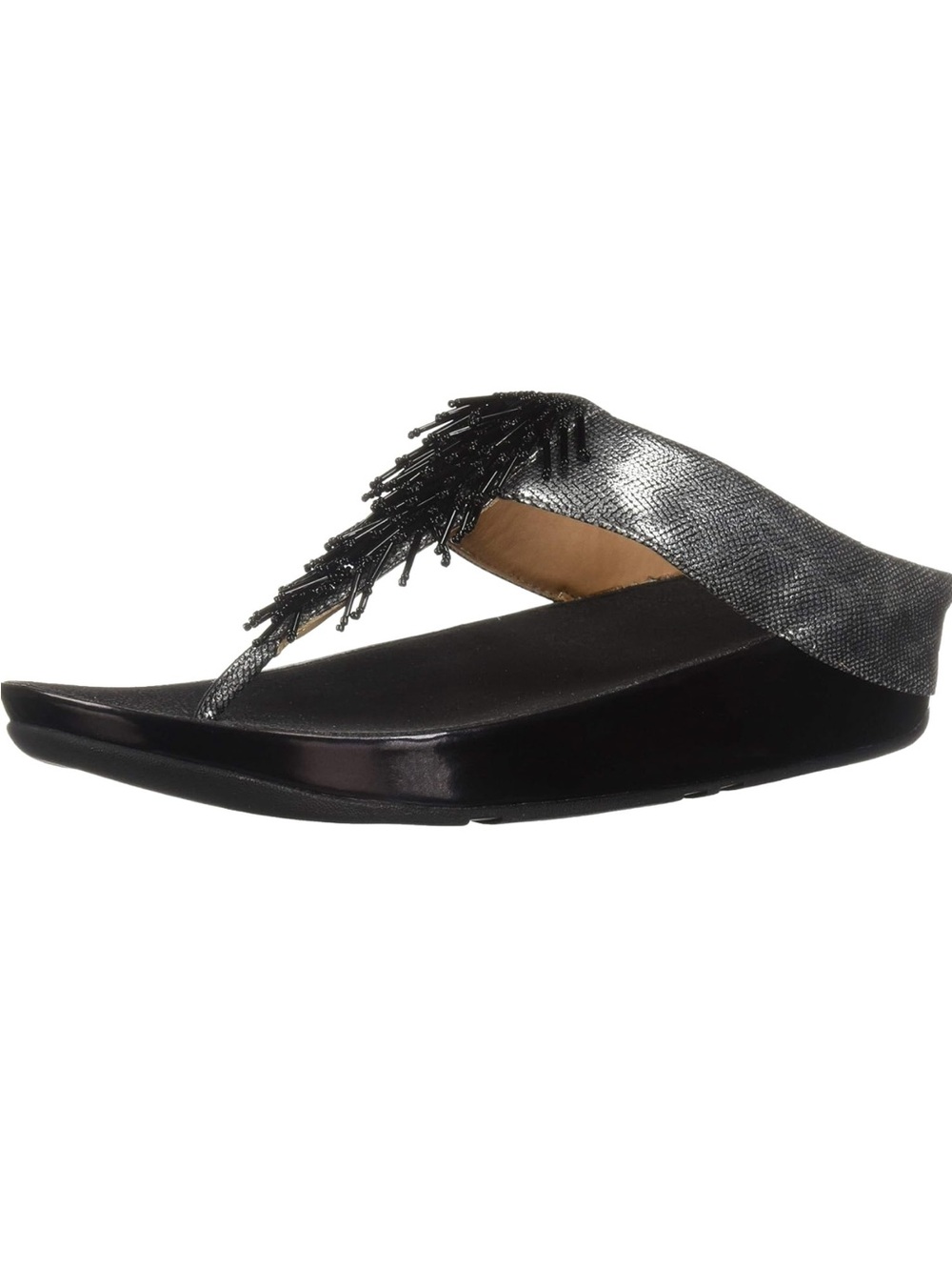 Beaded Black Thong Sandal for Women